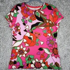 Ted Baker Floral Top Womens (Ted) 5 (US) 12 Pink Multi Short Sleeve Bevilin EUC